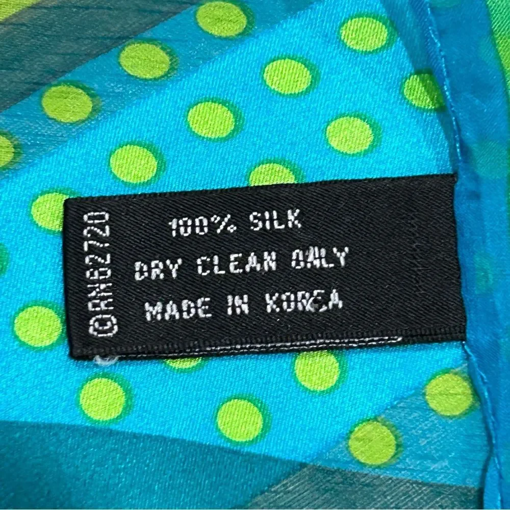 Adrienne Vittadini Green Blue Silk Scarf
